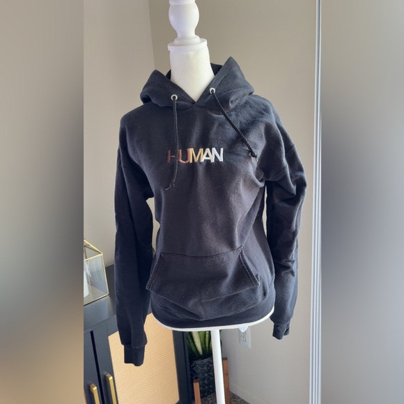 Wear The Peace Tops - Wear The Peace Black embroidered 'HUMAN' hoodie